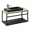 Meuble lave-mains en Bois et Métal avec vasque Noire WILL