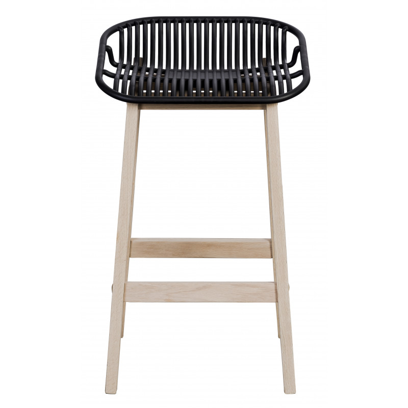 Tabourets de Bar Îlot Central Bois et Noir H65cm MALMO| Lot de 2