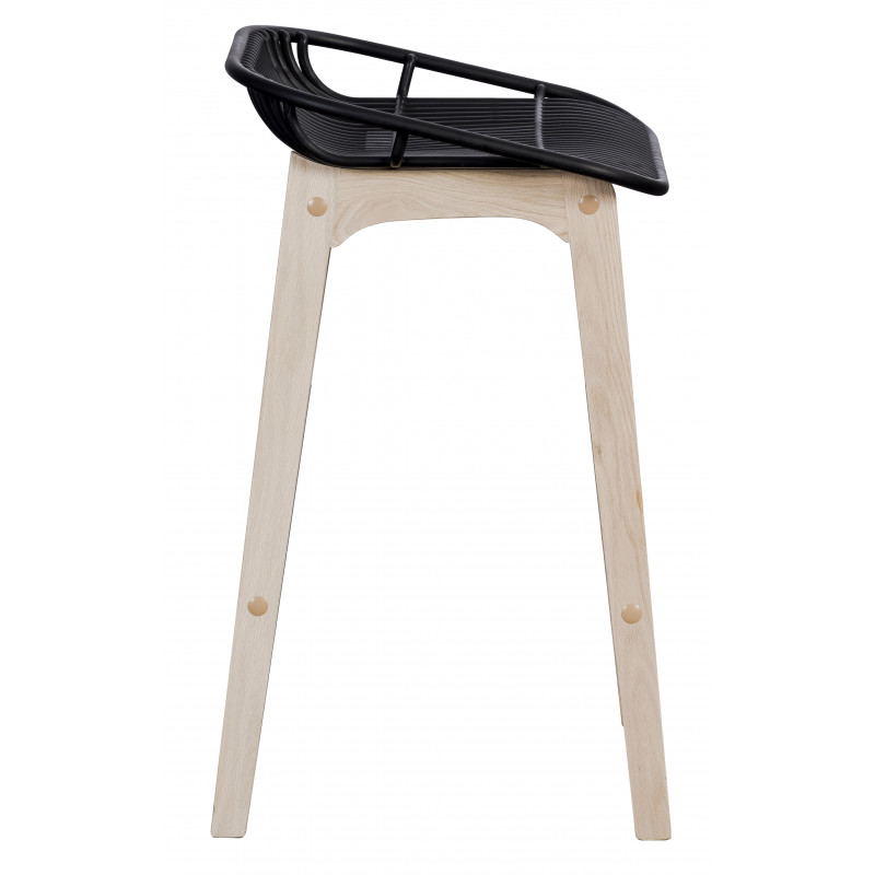 Tabourets de Bar Îlot Central Bois et Noir H65cm MALMO| Lot de 2