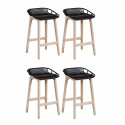 Tabourets de Bar Îlot Central Bois et Noir H65cm MALMO| Lot de 4
