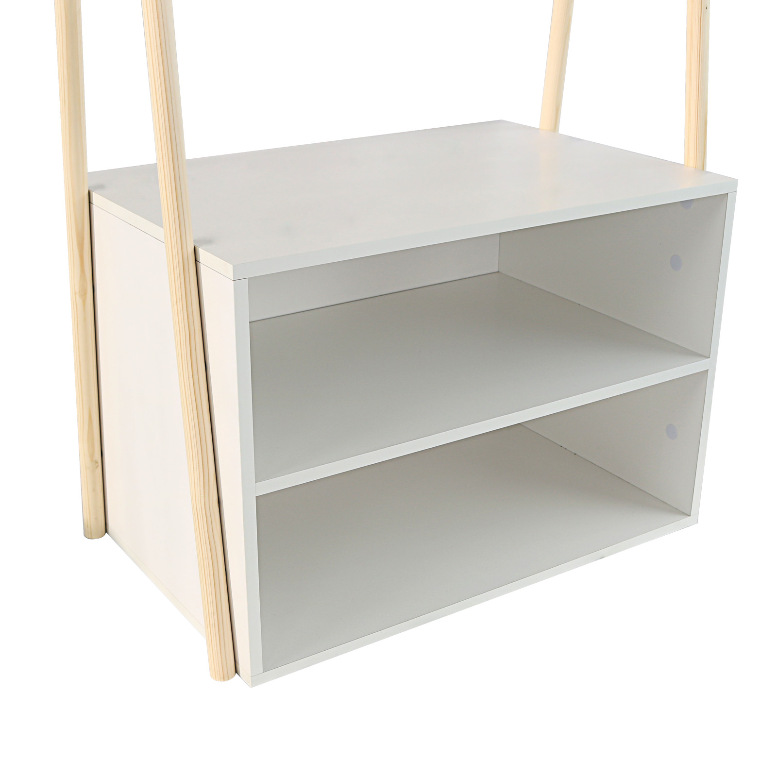 Portant penderie en bois avec rangements ALEX H145 cm Portant penderie en bois avec rangements ALEX H145 cm