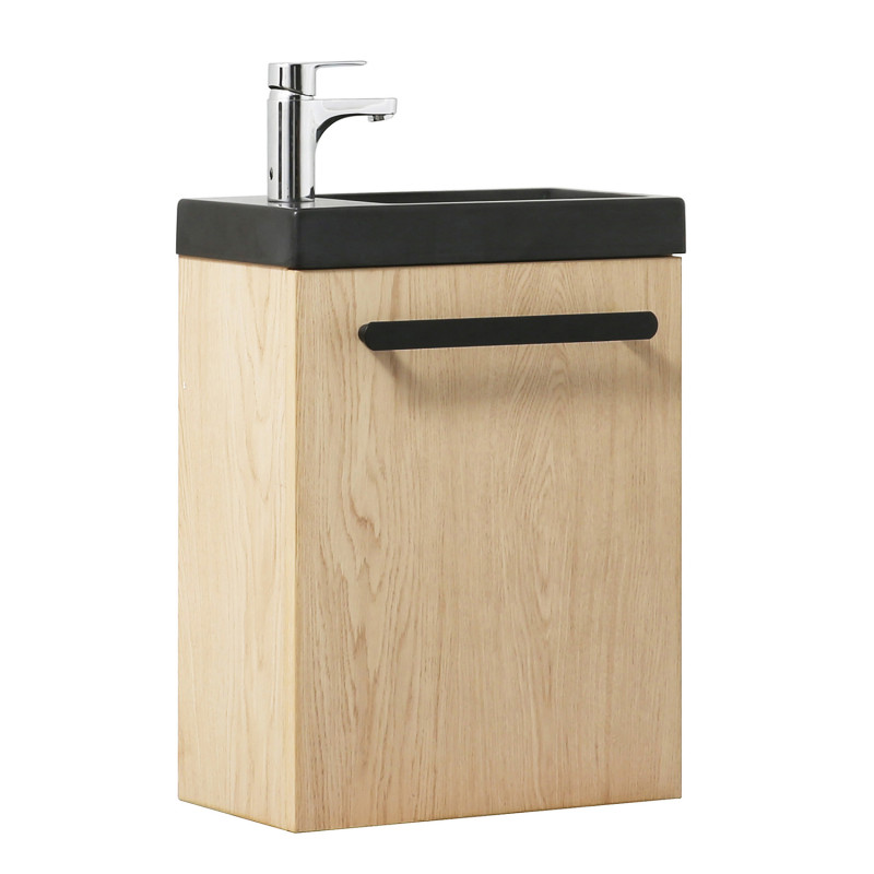 PACK LAVE-MAINS NEVADA DECOR CHENE VSQ NOIRE + ROBINET NOIR
