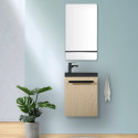 PACK LAVE-MAINS NEVADA DECOR CHENE VSQ NOIRE + ROBINET NOIR + MIROIR LM TABLETTE NOIRE