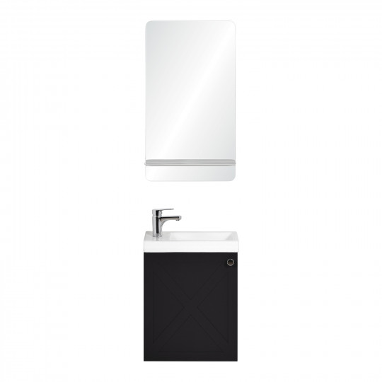 Meuble lave-mains noir carbone AVA avec miroir
