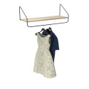 Etagère penderie murale Bois et Métal Noir 90 cm - NELO