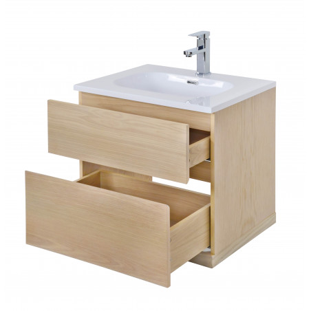 Meuble salle de bain 60 cm + Vasque + Miroir + Demi-colonne ENIO