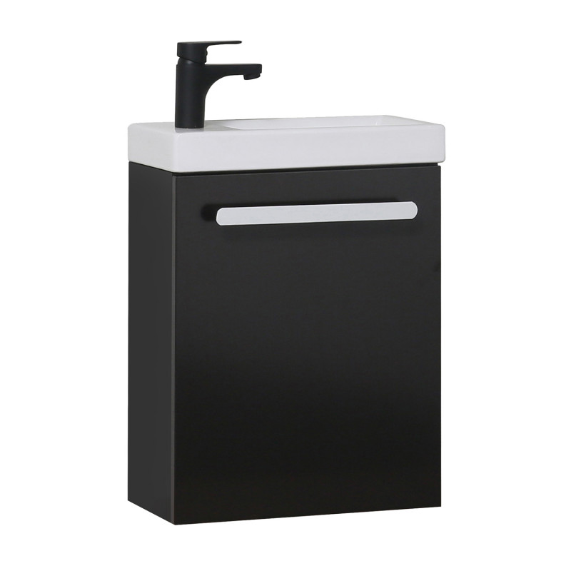 Meuble lave mains noir carbone NEVADA avec robinet noir