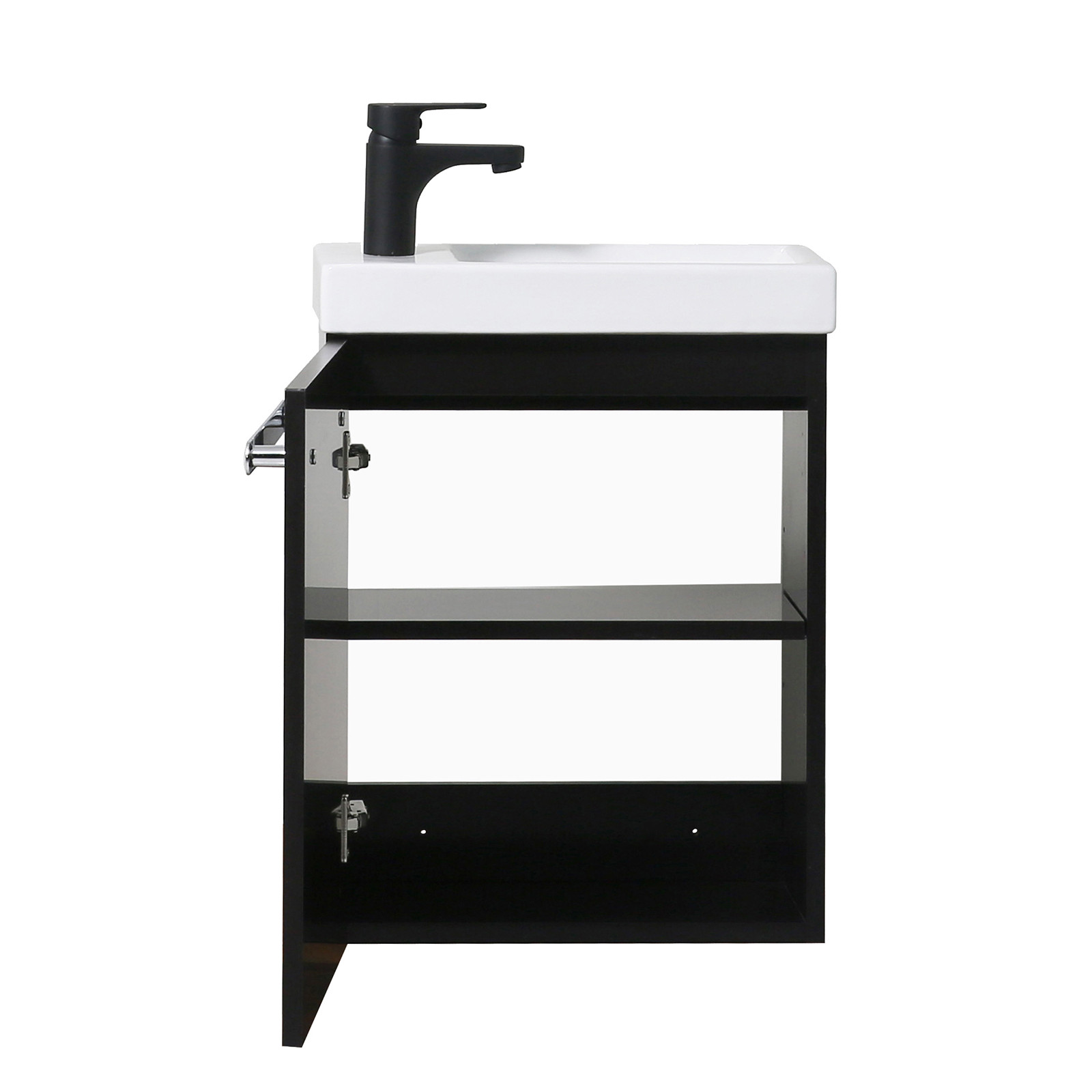 Meuble lave mains noir carbone NEVADA avec robinet noir