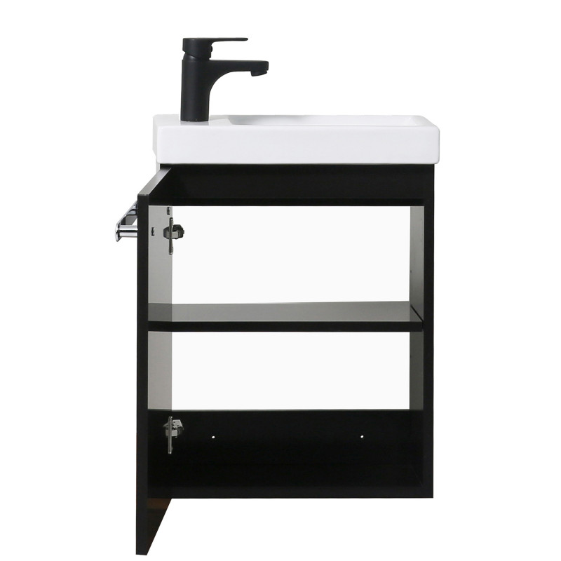 Meuble lave mains noir carbone NEVADA avec robinet noir