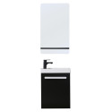 Meuble lave mains noir carbone NEVADA avec robinet noir et miroir tablette noire