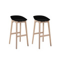 Tabourets de Bar Îlot Central H75cm Bois et noir RIVA | Lot de 2