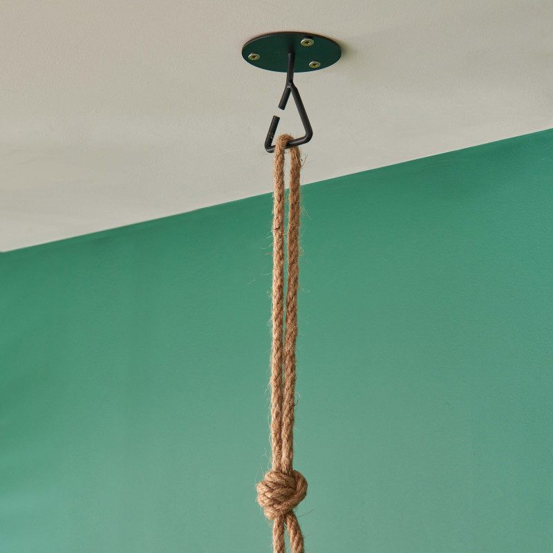 Kit penderie suspendue Industriel - Barre portant dressing sous plafond avec corde et crochet 1 m -