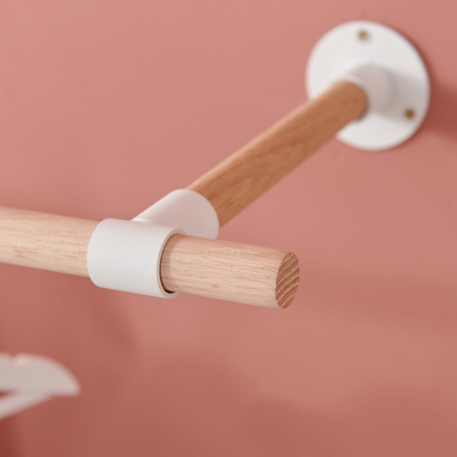 Portant penderie / barre murale Chêne / Blanc ALMA