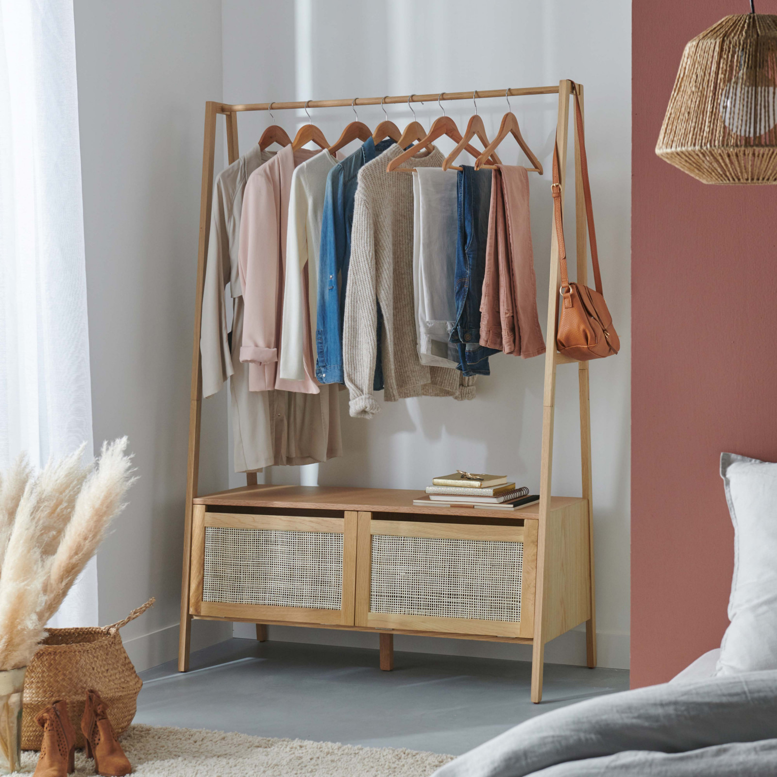 Armoire penderie à vêtements, bois massif