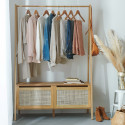 Portant vêtements en Bois et Cannage de Rotin 110 cm - ARKA