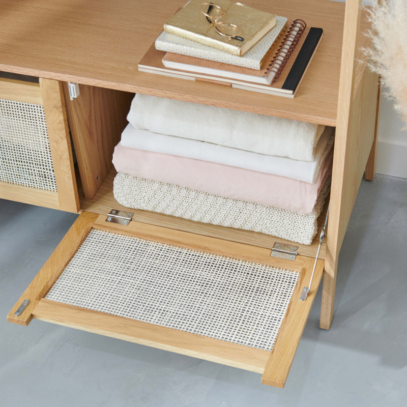 Portant vêtements en Bois et Cannage de Rotin 110 cm - ARKA