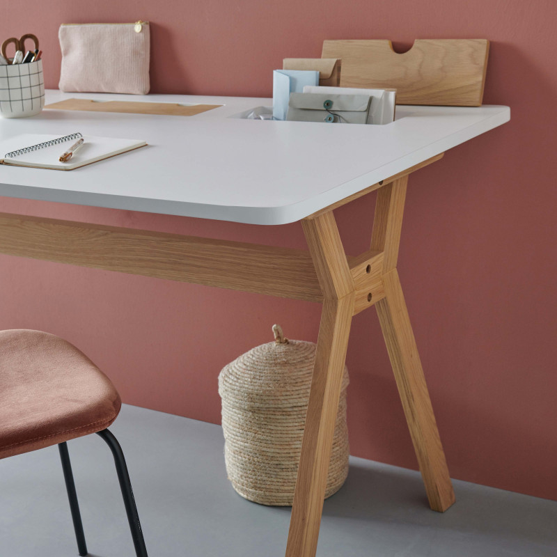 Bureau scandinave Bois/Blanc 150 cm Mobox