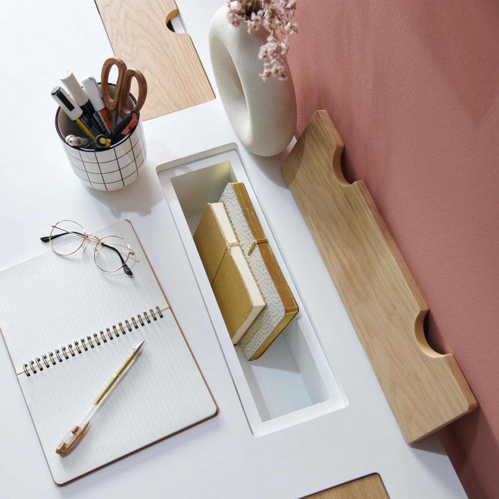 Bureau scandinave Bois/Blanc 150 cm Mobox