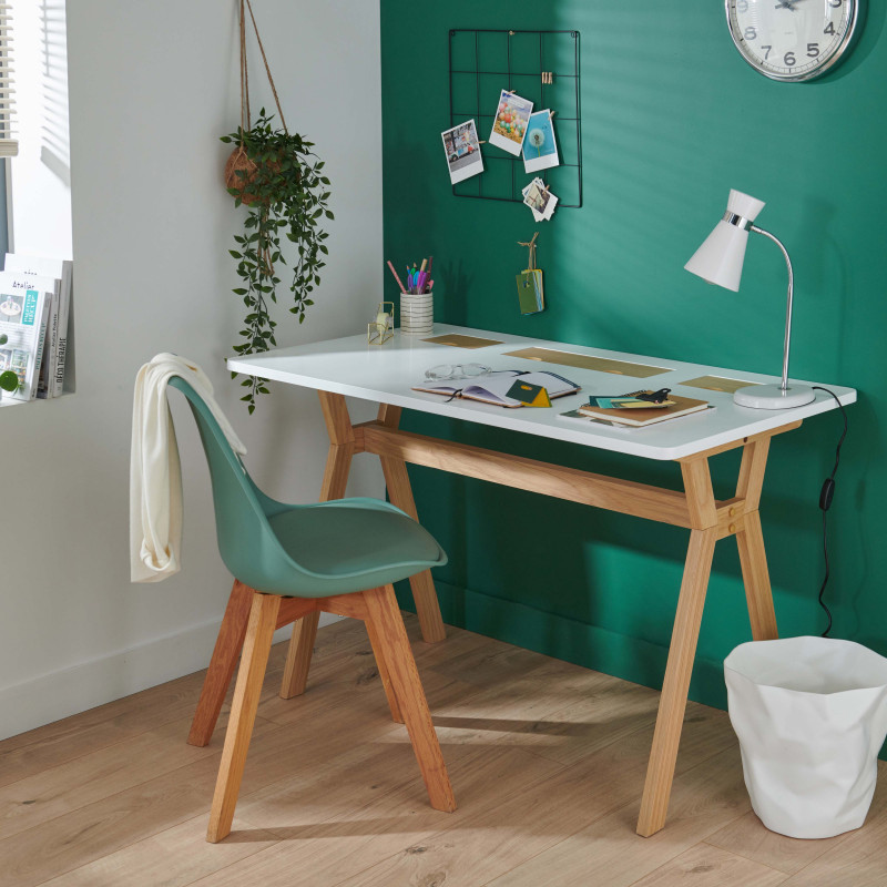 Bureau scandinave Bois/Blanc 120 cm Mobox