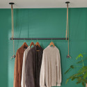 Kit penderie suspendue Industriel - Barre portant dressing sous plafond avec corde et poulie 1 m - L