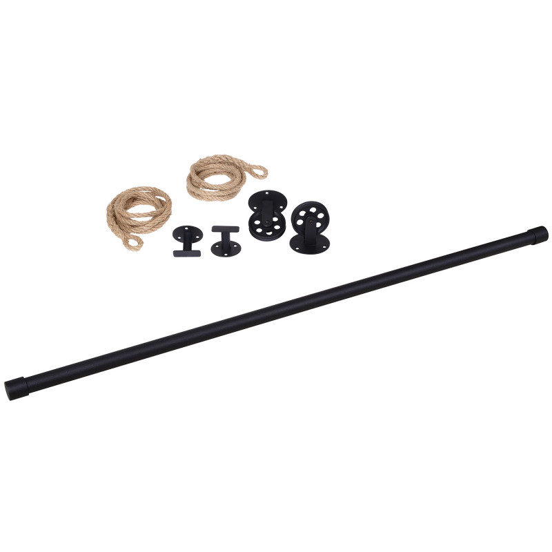 Kit penderie suspendue Industriel - Barre portant dressing sous plafond avec corde et poulie 1 m - L
