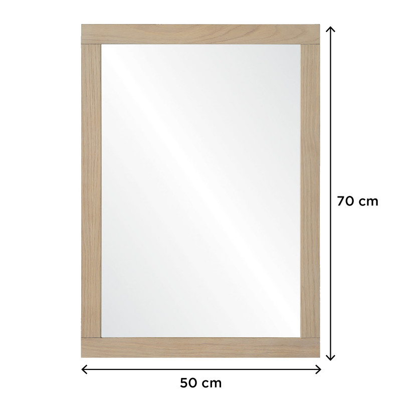Ensemble de Salle De Bain Meuble Chêne 70 cm ATOLL + Miroir Bois L50xH70cm + Vasque carrée