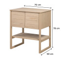 Ensemble de Salle De Bain Meuble Chêne + Colonne de rangement Chêne ATOLL + Miroir + Vasque