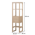 Ensemble de Salle De Bain Meuble Chêne + Colonne de rangement Chêne ATOLL + Miroir + Vasque