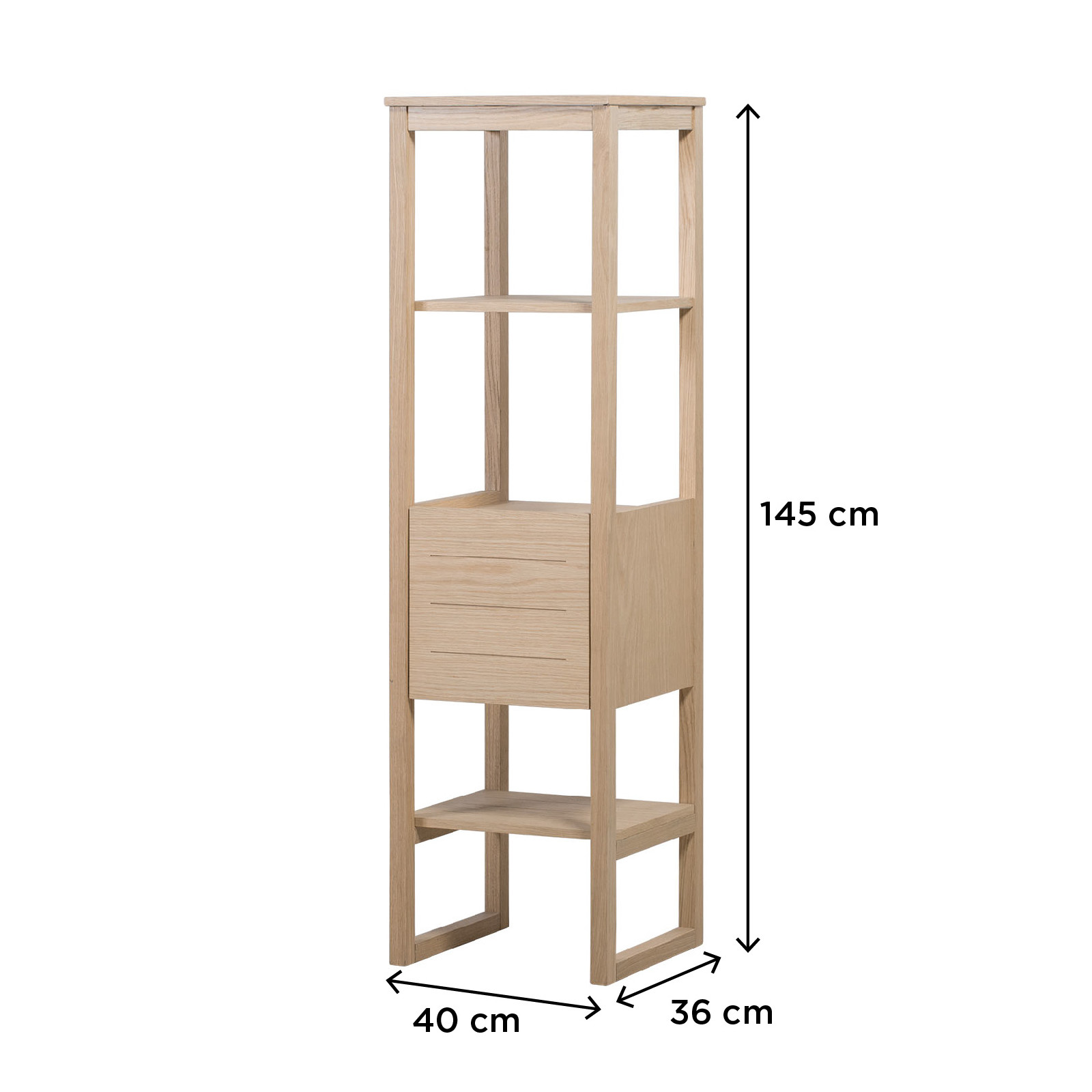 Ensemble de Salle De Bain Meuble Chêne + Colonne de rangement Chêne ATOLL + Miroir + Vasque