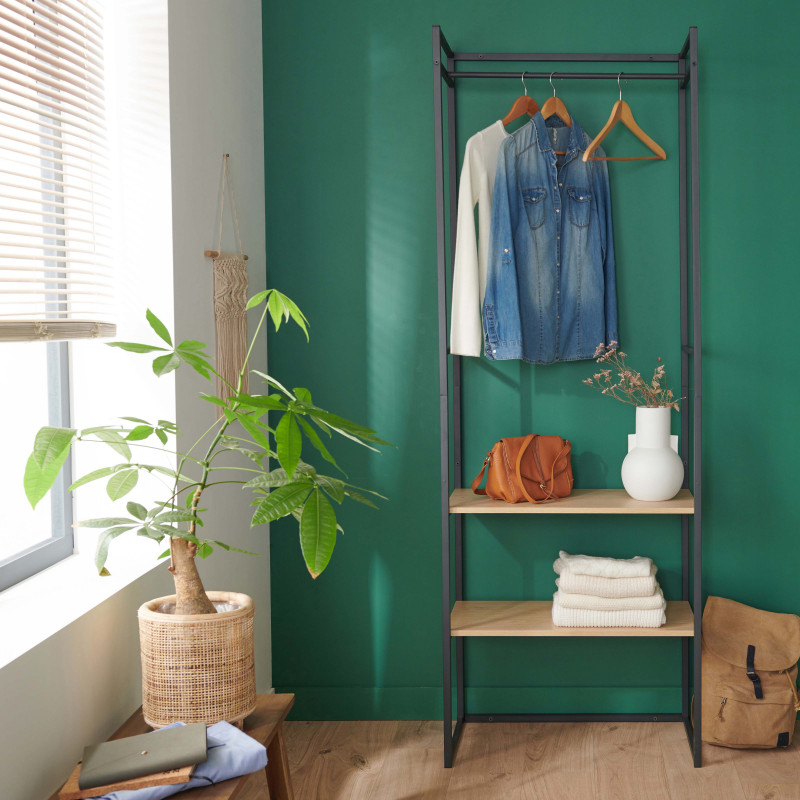 Portant Vêtements en Bois et Métal L70 x H200cm ASHTON