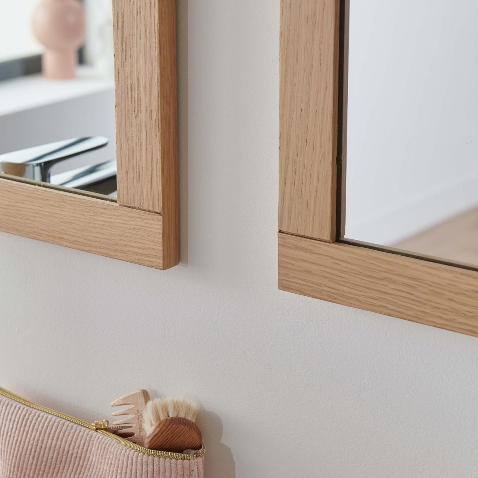 Ensemble de Salle De Bain Meuble Chêne 120 cm ATOLL + 2 Miroirs + 2 Vasques