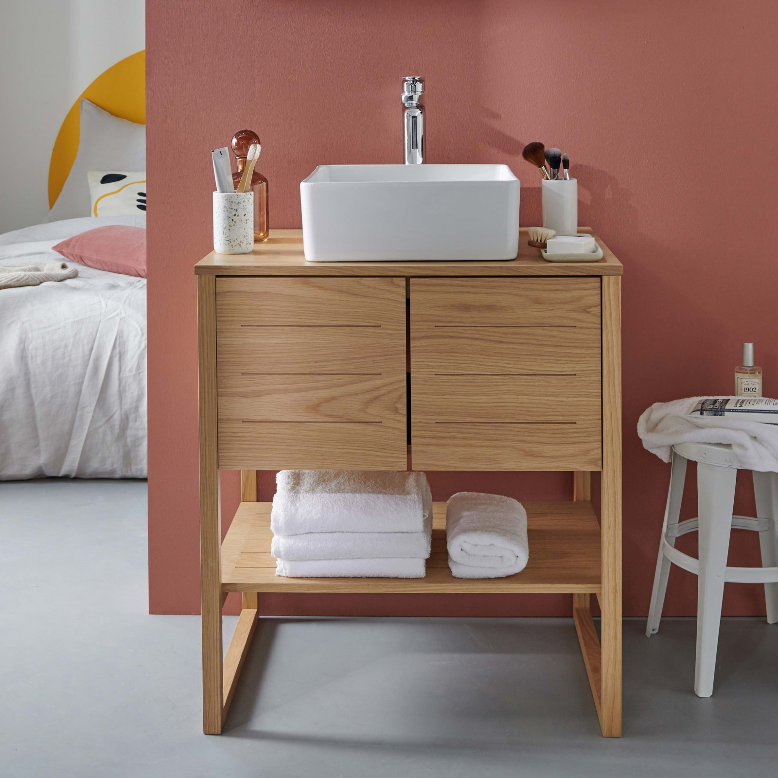 Meuble salle de bain Chêne naturel 70 cm ATOLL