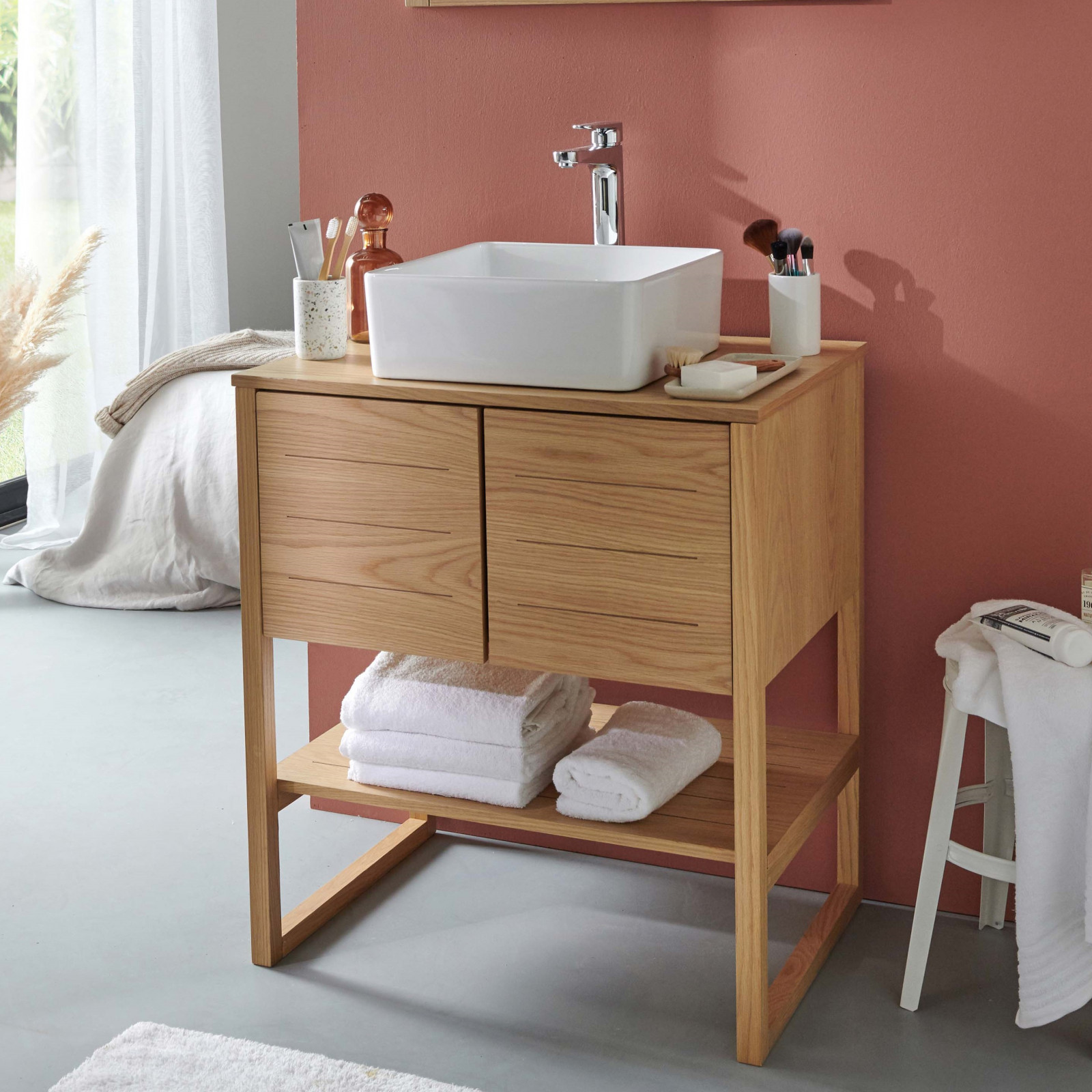 Meuble salle de bain Chêne naturel 70 cm ATOLL