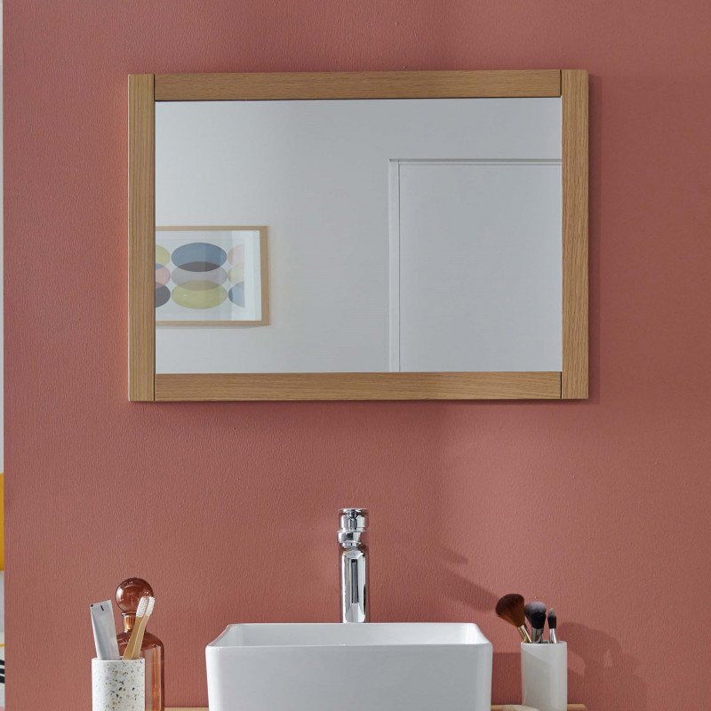 Miroir salle de bain chêne naturel L50 x H70 ATOLL