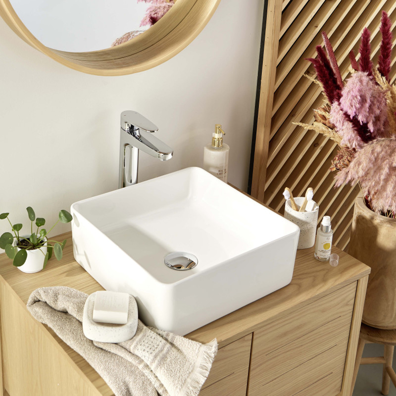 Vasque de Salle de Bain à Poser en Céramique Blanche L36xH13xP36cm COMA - Lot de 2
