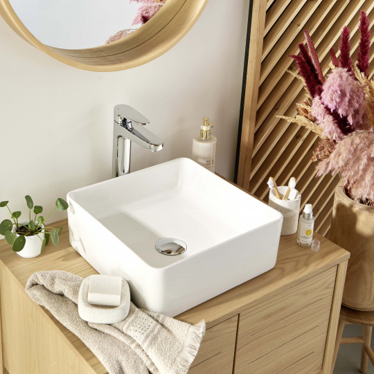 Vasque de Salle de Bain à Poser en Céramique Blanche L36xH13xP36cm COMA - Lot de 2
