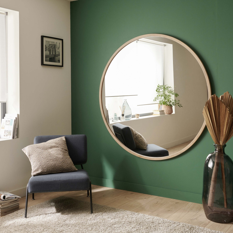 Miroir Mural Rond en Chêne Naturel Diamètre 150 cm - FAB