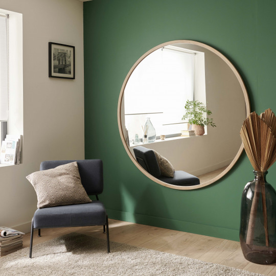 Miroir Mural Rond en Chêne Naturel Diamètre 150 cm - FAB