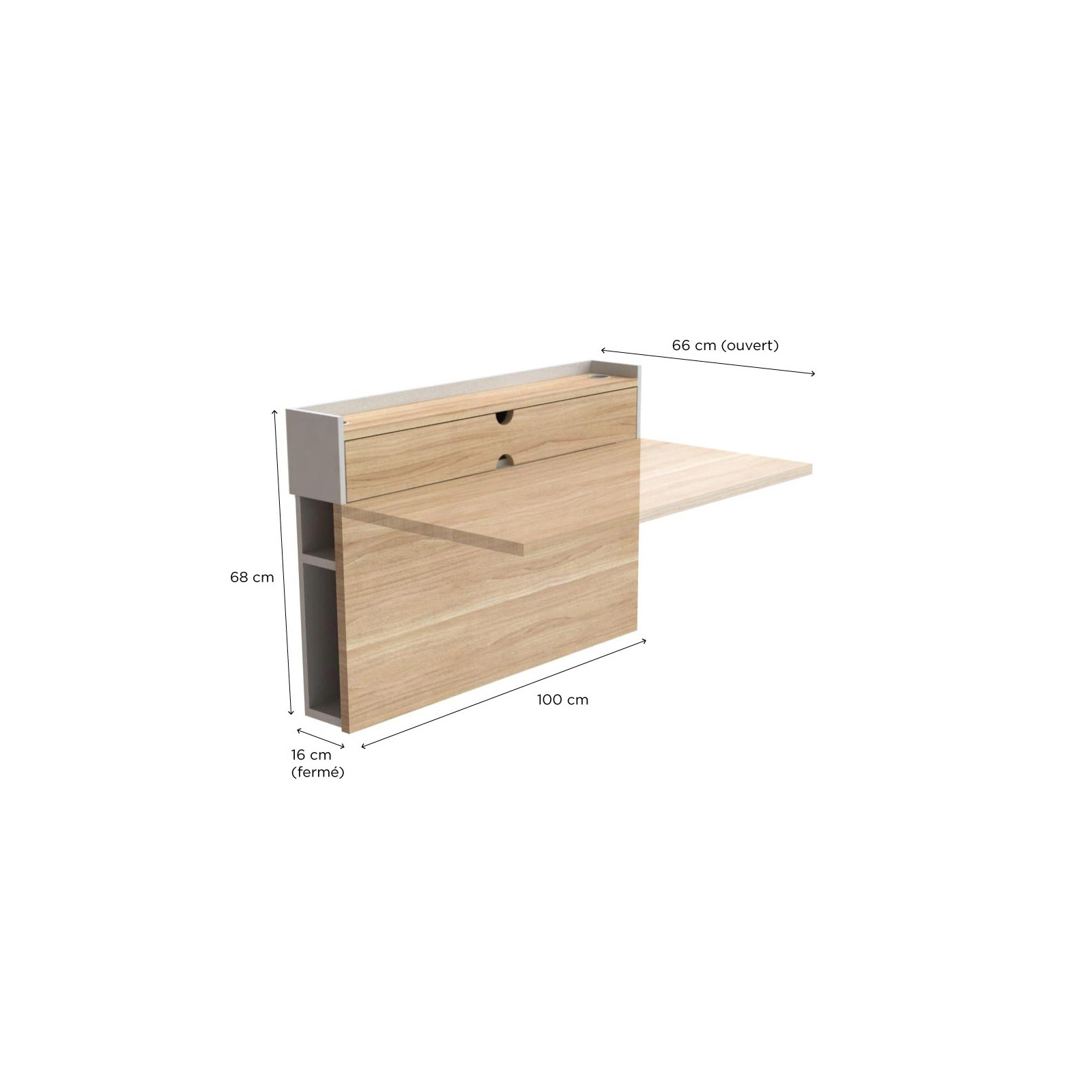 Bureau Bois Design 100 cm U-LINE