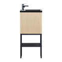 Meuble lave-mains Bois et Métal + Robinet chromé eau chaude / eau froide - NOVA