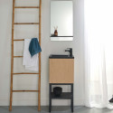 Meuble lave-mains Bois et Métal + Robinet Noir + Miroir - NOVA
