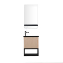 Lave-mains Métal noir et Chêne L40 x H50 NOVA + miroir noir