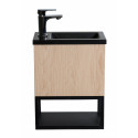 Lave-mains Métal noir et Chêne L40 x H50 NOVA