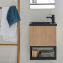 Lave-mains Métal noir et Chêne L40 x H50 NOVA