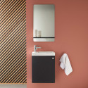 Meuble lave-mains noir carbone AVA avec miroir et robinet chromé