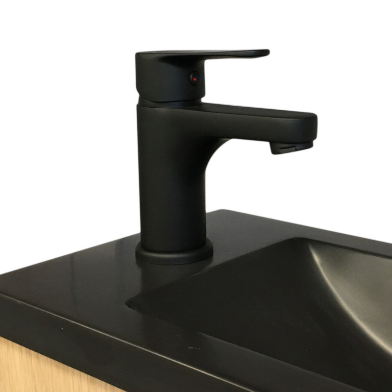 Scoop mitigeur lave mains carré noir eau chaude et froide ❘ Bricoman