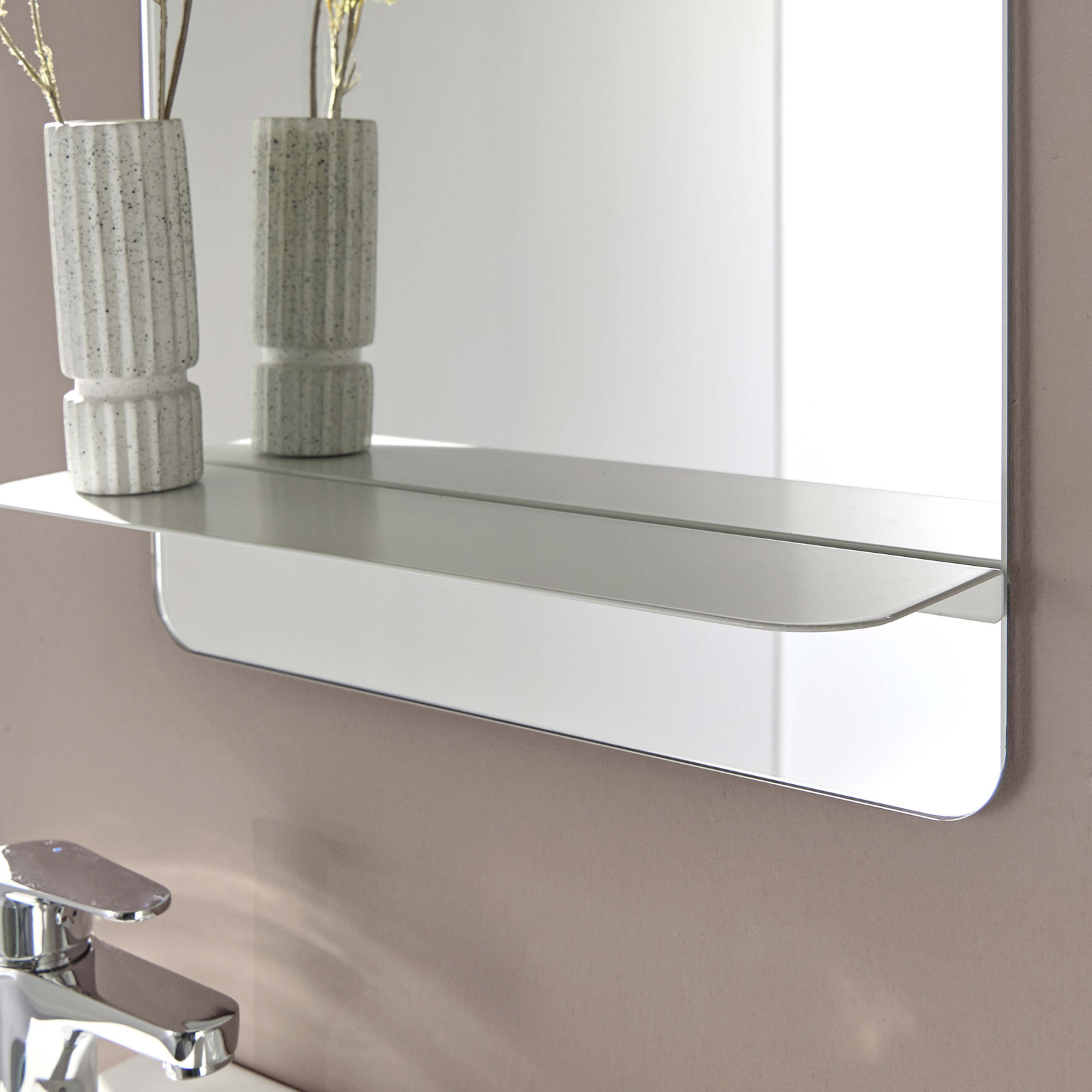 Meuble lave-mains noir carbone AVA avec miroir tablette blanche Meuble lave-mains noir carbone AVA avec miroir tablette blanche