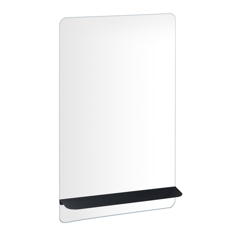 Meuble lave-mains noir carbone AVA avec miroir tablette noire