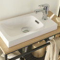 Meuble lave-mains Bois et Métal vasque Blanche WILL + robinet chromé