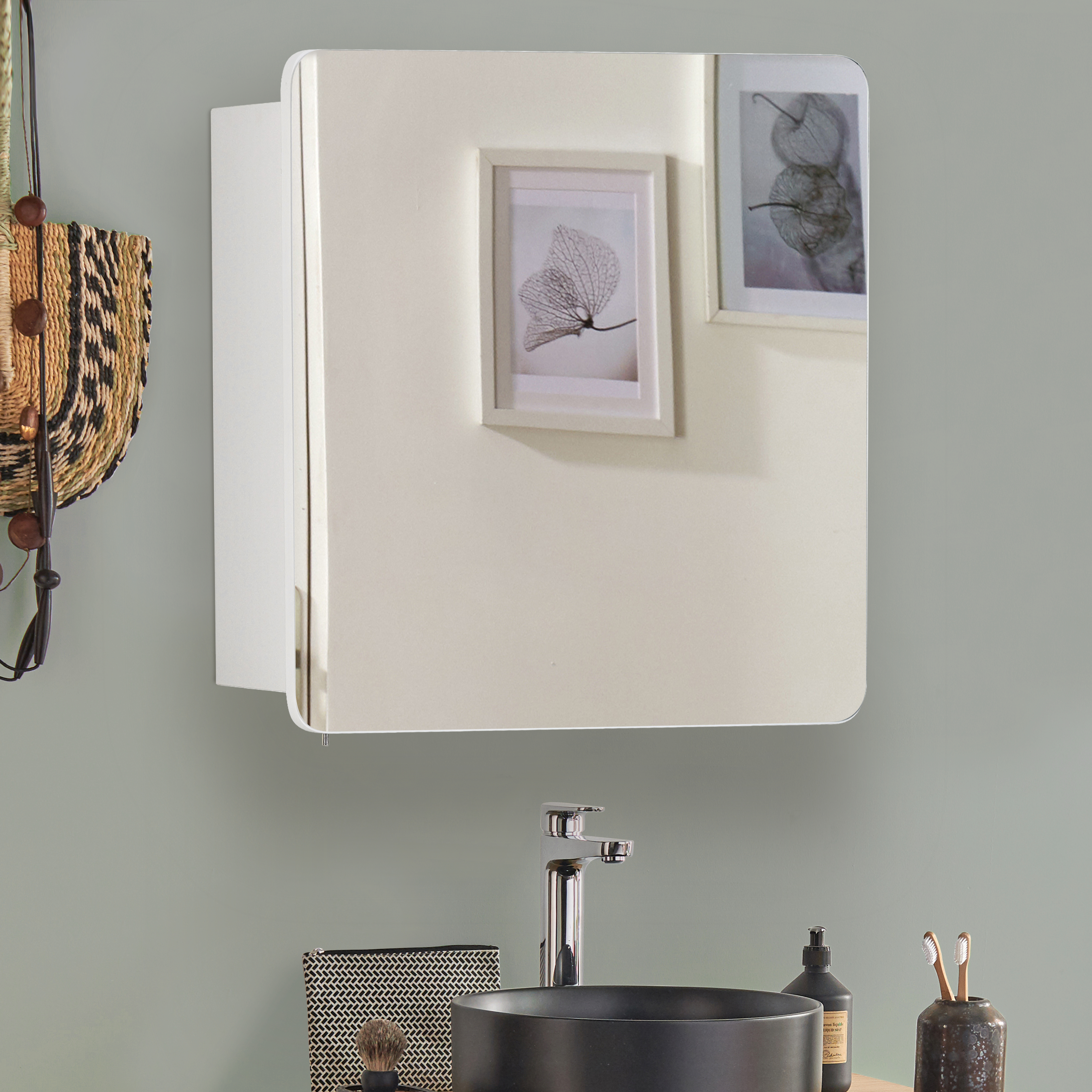 Aquamarin® armoire de toilette avec miroir et éclairage - 100x60x13cm, led  blanc froid/chaud/neutre, 8 étagères, 3 portes, tactile, fonction dimmer,  prise de rasoir - miroir salle de bain, rangement - Conforama